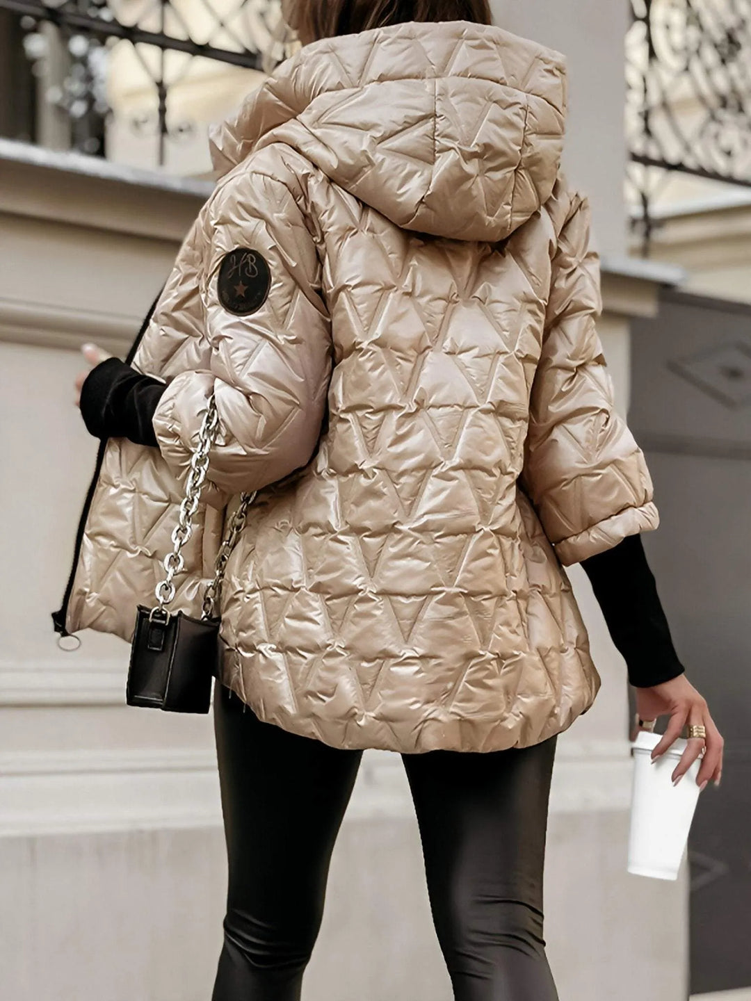 Loredana | Giacca con Cappuccio e Patchwork a Rombi