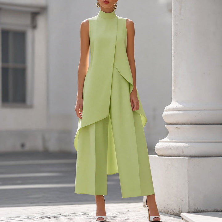 Alessia | Tuta Elegante con Top Drappeggiato a Collo Alto