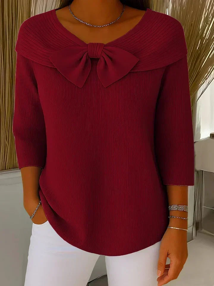 Filippa | Maglione con Fiocco e Collo Rotondo