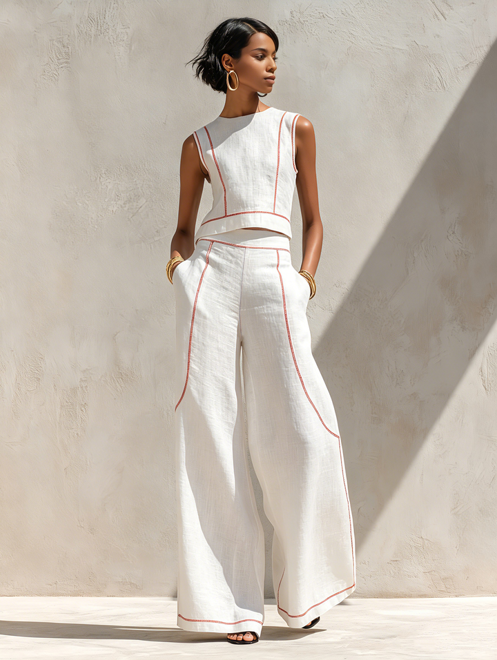 Alice | Completo con Pantaloni Elegante e Cuciture a Contrasto