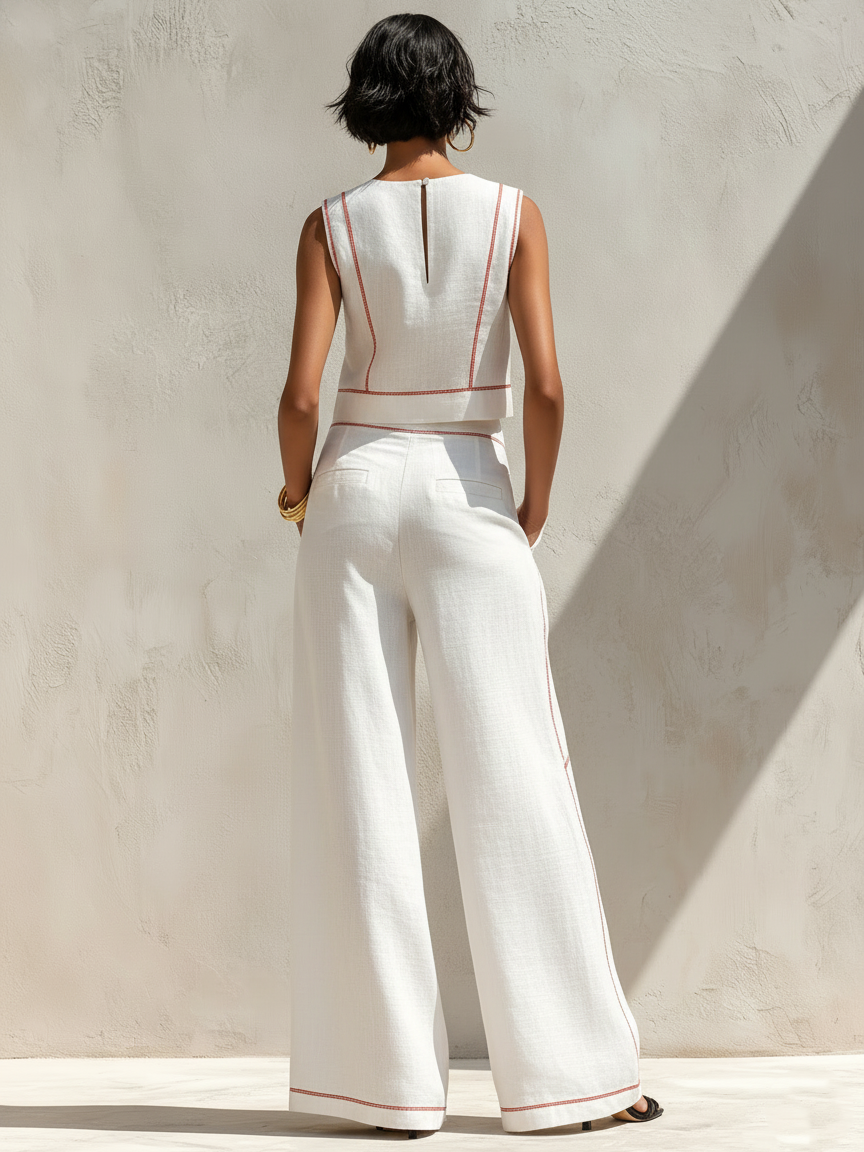 Alice | Completo con Pantaloni Elegante e Cuciture a Contrasto