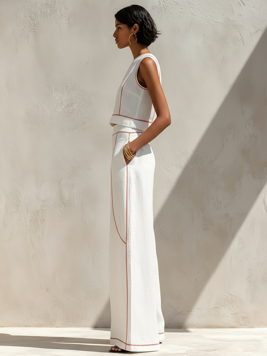 Alice | Completo con Pantaloni Elegante e Cuciture a Contrasto