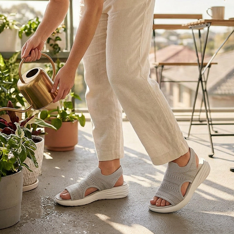 Anna | Sandali con Zeppa in Materiale Traspirante da Donna
